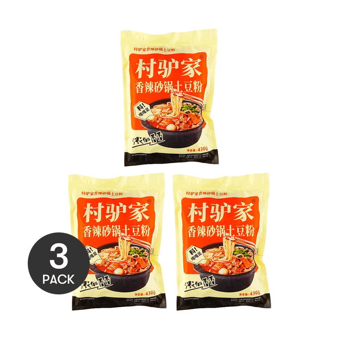 Spicy Clay Pot Potato Noodles, 15.2oz *3【3 Packs】【Northeast China Style】