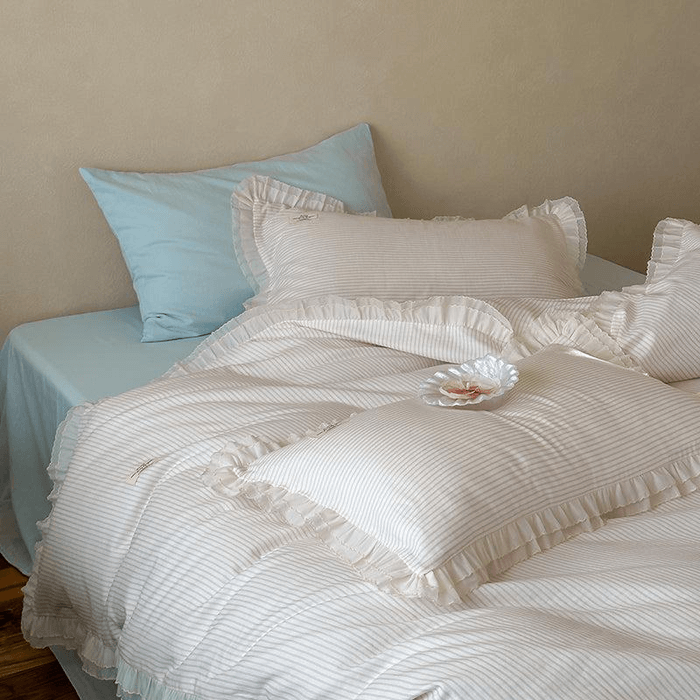 [중국 직배송] 럴러바이 스위트 서머 순면 침구 세트 (베개 커버 & 이불) - 핑크 - 더블