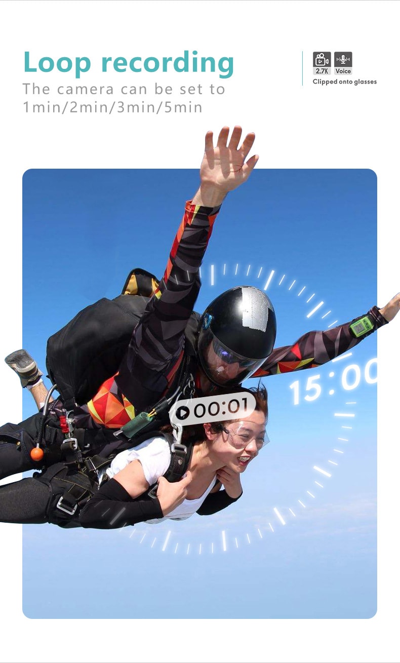 【中国直邮】 晶雅家 旅行骑行记录神器!1080P WiFi 眼镜运动相机 含 128G 内存卡 白色一套装