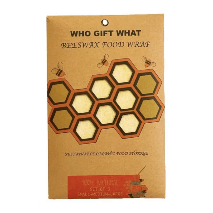 WHOGIFTWHAT Natural Beeswax Food Wrap (Pack of 3 sizes)