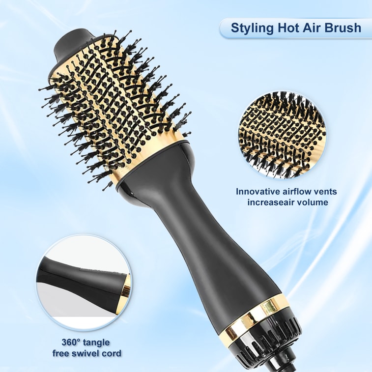 中国 热风梳 便携式 直发卷发 干发热风梳 金色BD08 1台 3