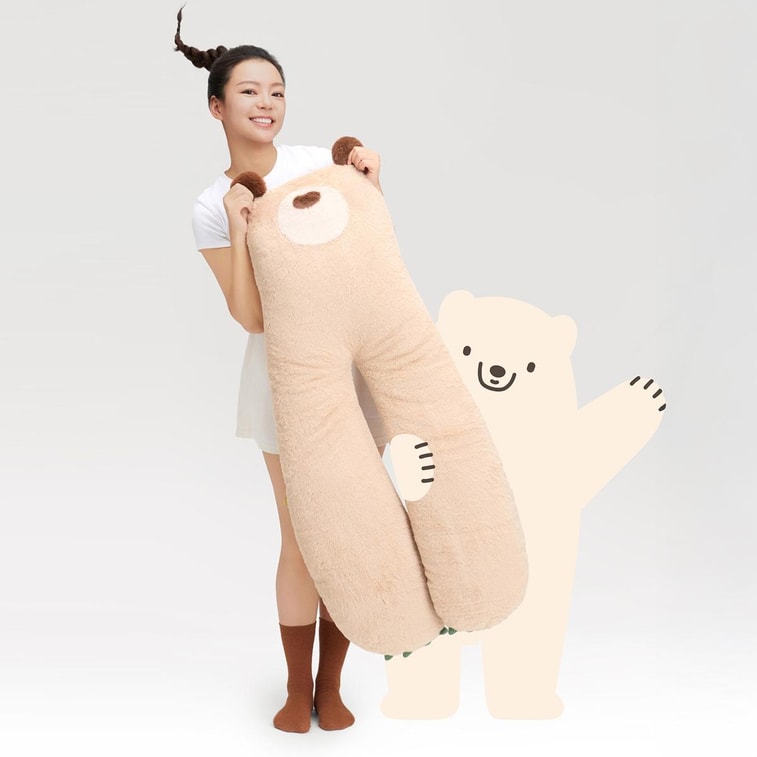 저스트 칠 베어 허그 시리즈, 수면 자세 지지 베개, 베어 허그 베개, 회갈색, 115x48cm 7