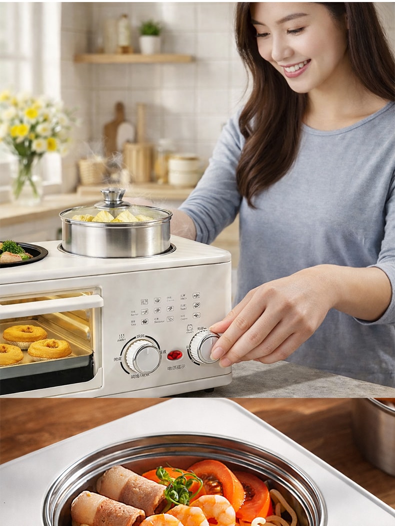 元谷 懶人早餐神器 四合一多功能早餐機 多士爐煎蛋一體