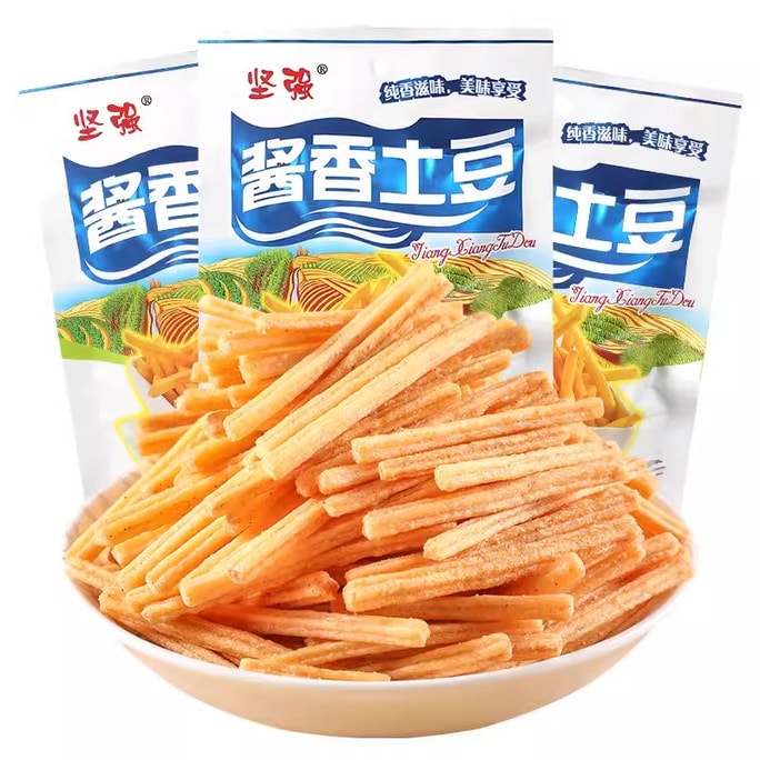 【中國直郵】 堅強 醬香馬鈴薯薯條小時候椒鹽馬鈴薯條脆兒時懷舊膨化小零食小吃 40g*5包