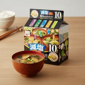 마이니치노 미소시루 게넨 - 저염 인스턴트 된장국, 5가지 맛 모음, 10팩, 1.79온스