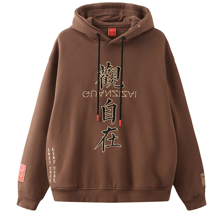 男性に人気！ Chinese Style For Hoodie Hooded Loose Embroidery GUANZIZAI トップス