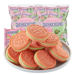 Sakura Matcha Flavor Sandwich Cookies  20 Small Packs Inside  Approx. 153g * 1 Bag