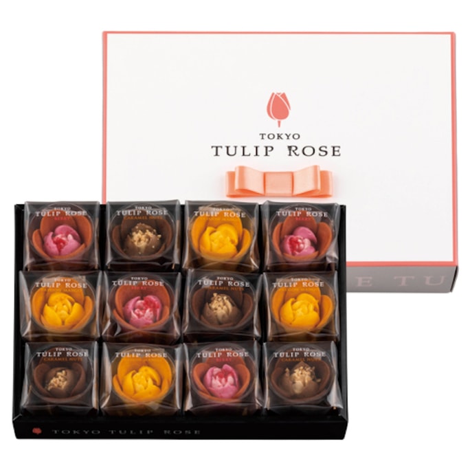 【日本直送便】日本で一番人気のスナック土産 TOKYO TULIP ROSE バラの花びら型スナック 3つの味 12個入
