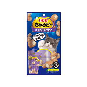 [일본 직배송] 이나바 추루비 시리즈 고양이 간식, 참치 & 구운 닭가슴살 맛, 10g*3봉지