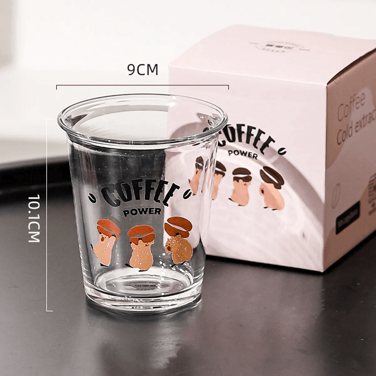 Chuan Dao Wu Tasse à café en verre transparent Capybara Trois Capybaras, 330 ml 3