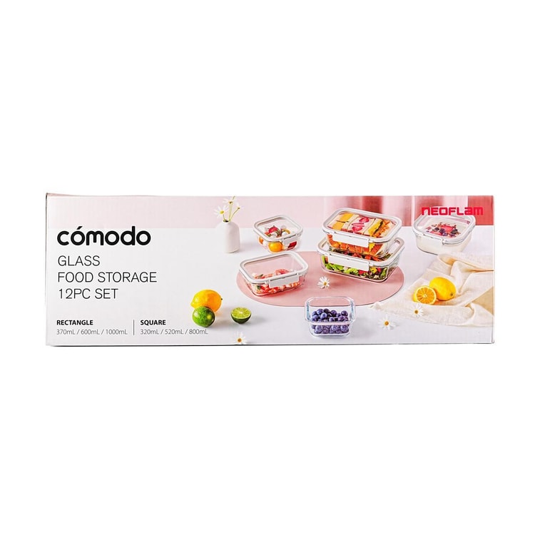 韩国NEOFLAM Comodo玻璃盒 食品储存容器饭盒 6件套 6