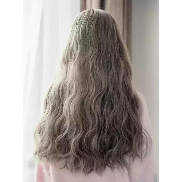 【中国直邮】尚青丝 长波浪羊毛逼真空气刘海泡面长卷发头套 60cm焦糖色(中长款)1件 4