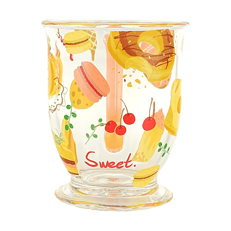 Tall Stemmed Cold Drink Glass, Donut Design, Elegant Summer Beverage Cup 7