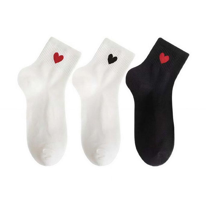 New Autumn & Winter Style Small Heart Mid-calf Casual Cotton Socks - 3 Pairs