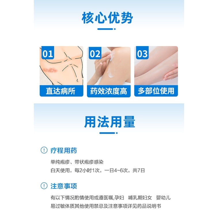 【中国からの直送】単純ヘルペスおよび帯状疱疹感染症用レンヘ軟膏 15g×1本/箱 4