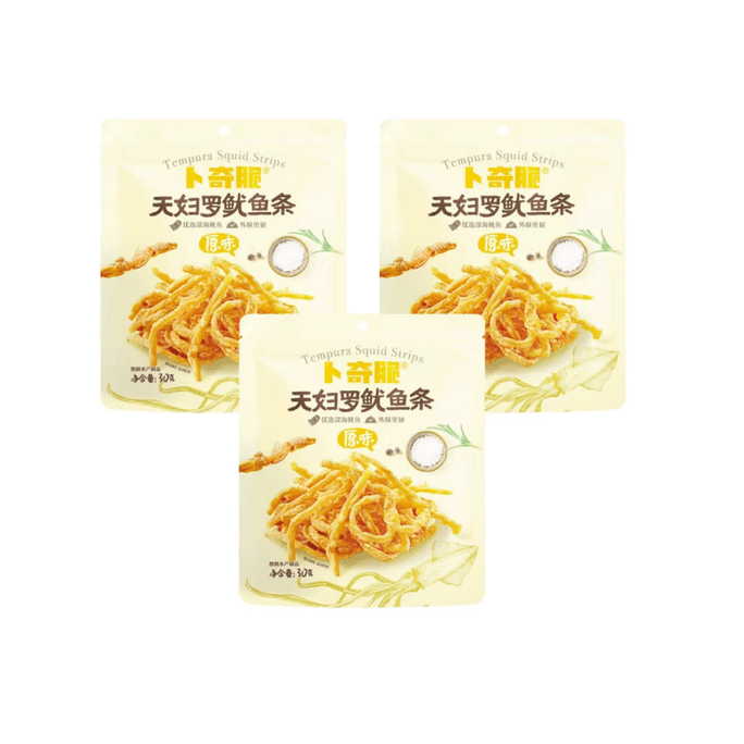 【中国直邮】 卜奇脆 脆皮鱿鱼条原味30g*2袋