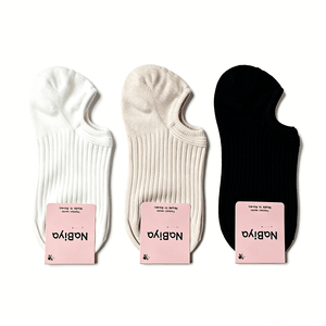 한국 nabiya [동대문 인기 상품] 단색 세로 줄 무늬 보트 양말 실리콘 미끄럼 방지 뒤꿈치 흘러내림 방지 냄새 제거 땀 흡수 봄 여름 부드럽고 통기성 좋은 스포츠 발목 양말 (사이즈 35-40) - 3켤레