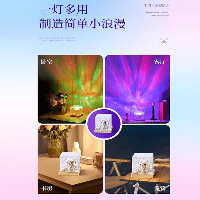 Yuejia Home Furnishings ウォーターリップルオーロラ星空シーリングプロジェクターライト、アンビエントムードライト、寝室用ベッドサイドナイトライト、リモコンとType-C電源コード付き、17色調整、8.5*9cm 3