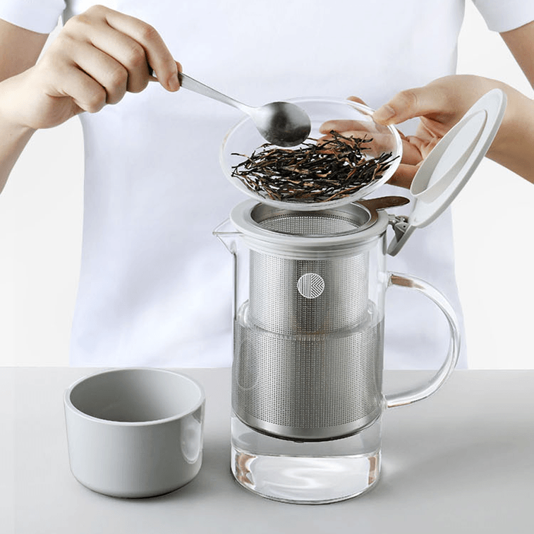 Heat-Resistant Transparent Glass Hot Teapot With Stainless Steel Infuser Basket Filter, 27.1 fl oz 4