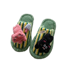 [中国直送] HSPM 新スタイル カートゥーン柄 ファースリッパ レディース (グリーン)