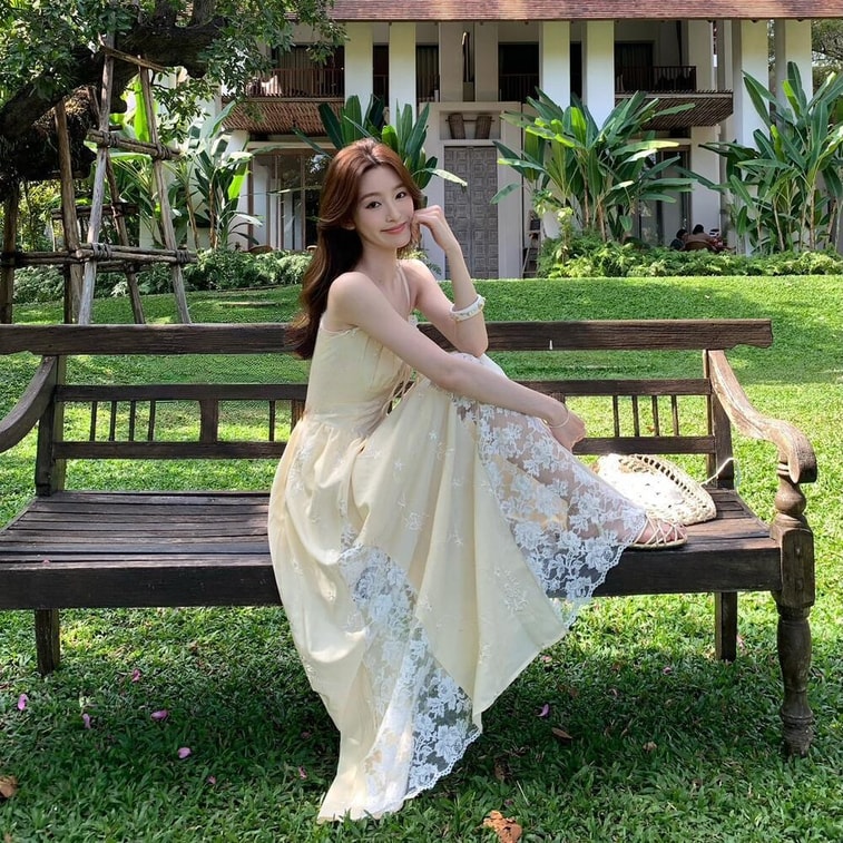 【加拿大直邮】 加拿大 SCENARIO 奶油花园少女蕾丝长裙 S-M码 黄色 米黄色 M 4