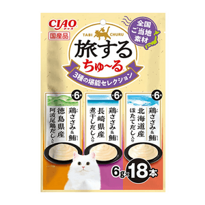 【日本直送】CIAO トラベルシリーズ キャットトリーツ（デラックスフレーバー3種）6g×18本