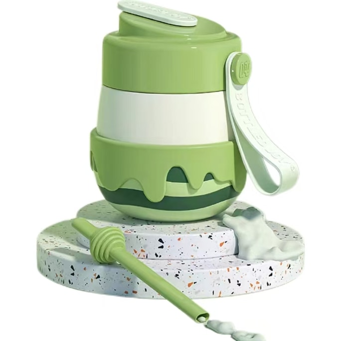 Ceramic Insulated Coffee Cup Straw -Green-1 -420ML
