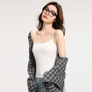 【中國直郵】 HSPM 7A抗菌萊賽爾涼感大尺碼吊帶背心 白色【帶胸墊】 M 1件