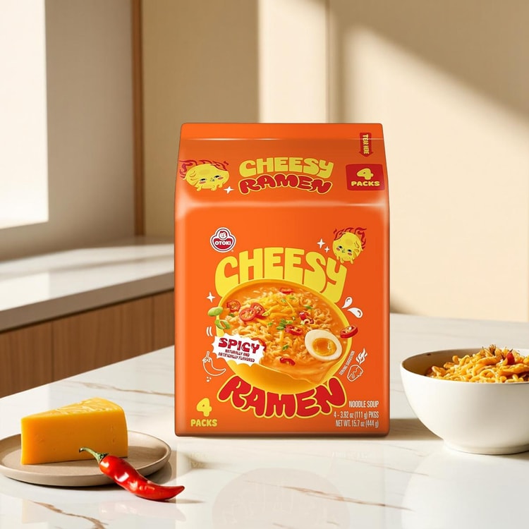 OTTOGI / OTOKI Cheesy Ramen, Spicy Flavor ,Bold, Cheese & Spicy
