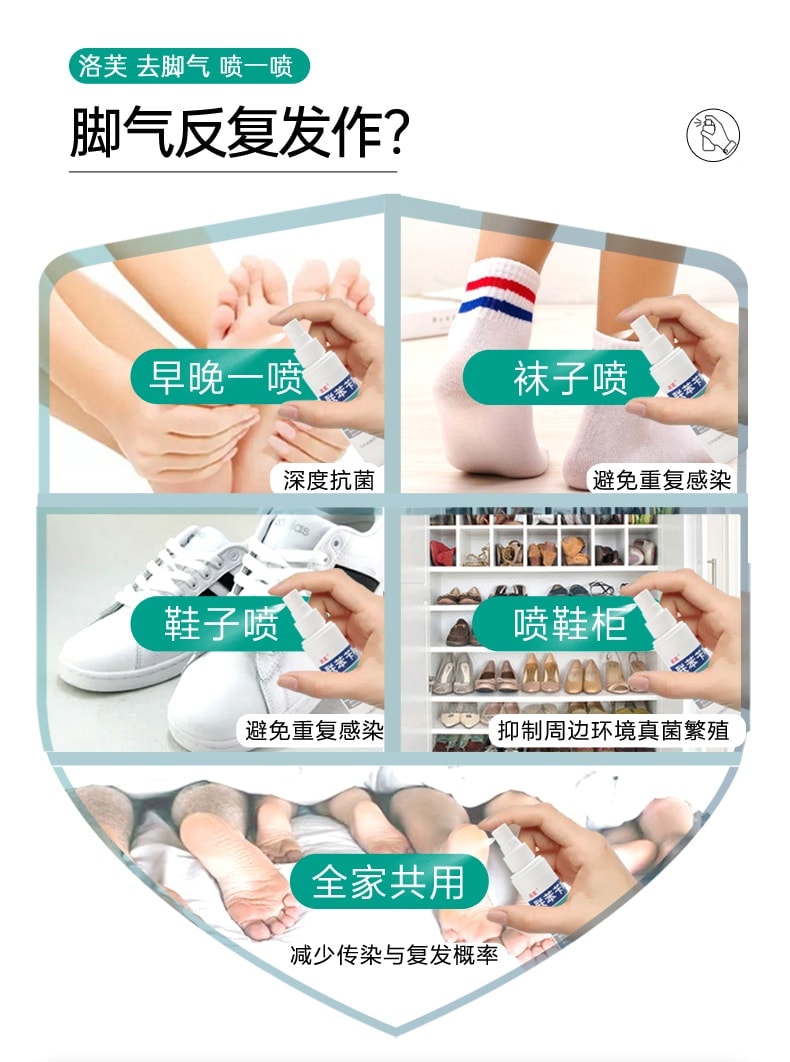 【中國直郵】 洛芙 聯苯芐唑噴霧腳氣止癢脫皮殺菌腳臭 60ml