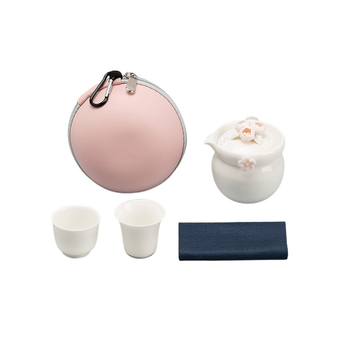 Kung Fu Tea Set Ceramic Bubble Teapot Quick Cup One pot + two cups + Portable bag + tea towel Moon white Jasmine
