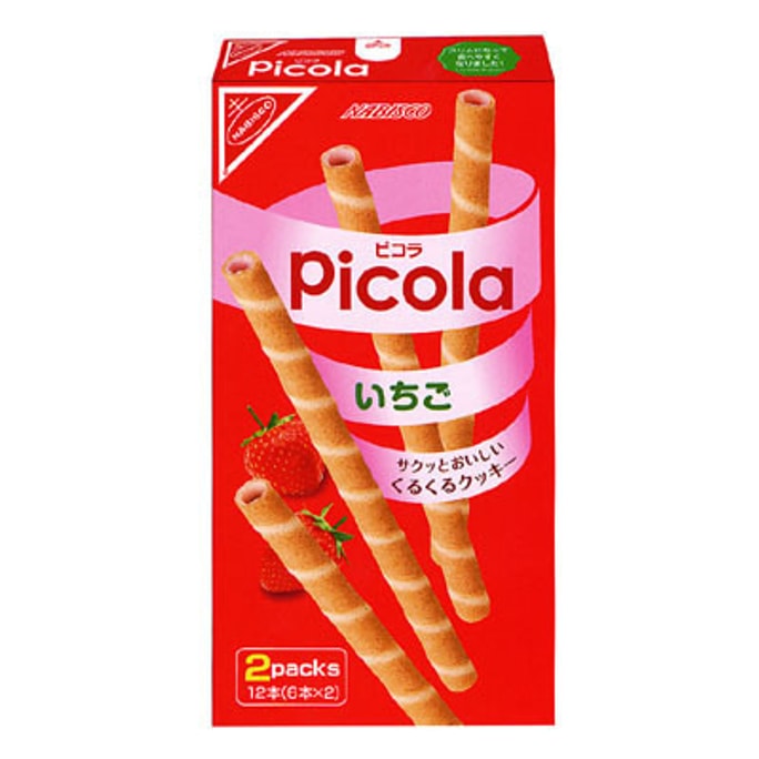 日本PICOLA 草莓夾心蛋捲脆棒2包入