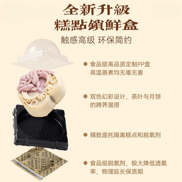 【中国直邮】 悟实 「幻彩吉语」奶黄茶流心月饼桃山皮茶点 散装6个6味中式糕点手工月饼 3