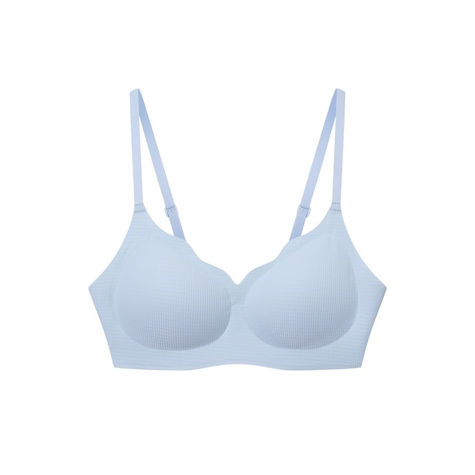 One Size Breezing In Strap Wavy Edge Soft Support Hook Bra Blue One Size