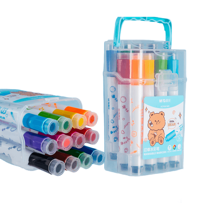 Seal watercolor pen children can be washed non-toxic special brush 12 colors