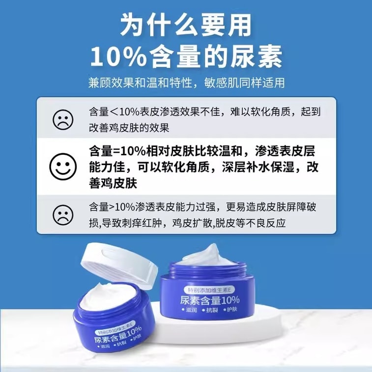 【中国直邮】 芙诗婷 维E尿素霜国货10%尿素维生素E乳护手霜去鸡皮角质保湿滋润护肤品 100g/瓶