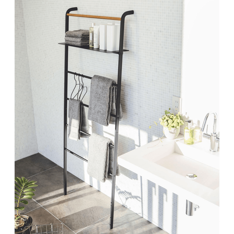 Leaning Storage Ladder With Shelf (63 H) - Steel Black 10