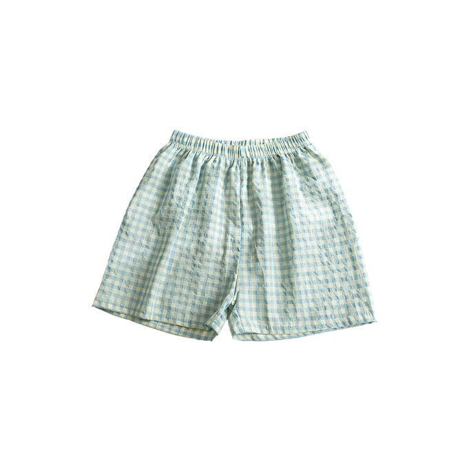 New Korean-style Checked Shorts, Summer Pants, Breathable Home, Student Walking Pants, Teenage Floral Shorts, Pajama Pants, Peacock Blue (80-133 Pounds), 1 piece