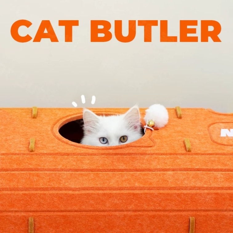 [中国からの直送] キャットバトラー 多層 四季通用 ツリーホール 猫ベッド 猫クライミングフレーム 穴あけ加工 傷防止 パンくず落ちない 二重層 オレンジ 1個*到着予定時間3-4週間 4