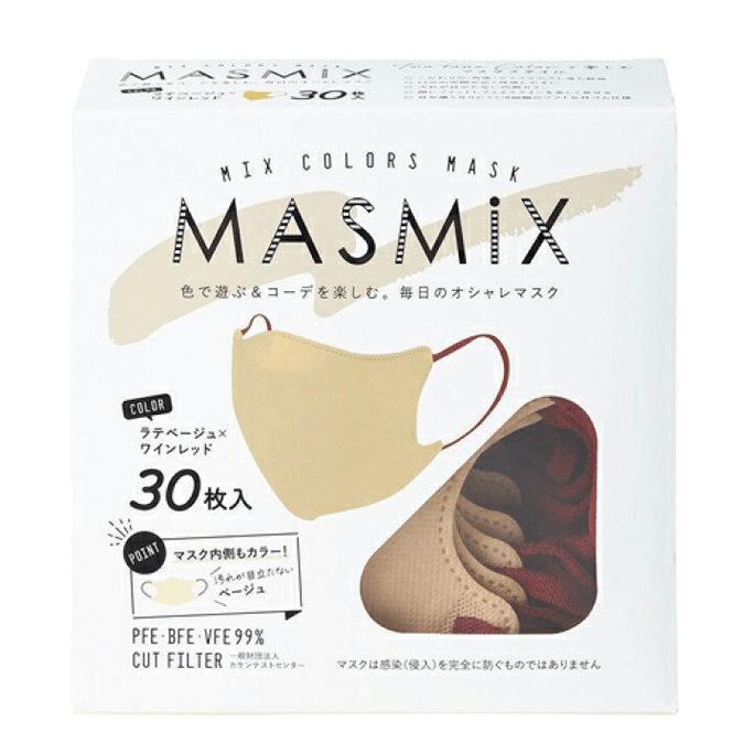 MASMIX Mask Latte Beige × Wine Red [30 sheets]