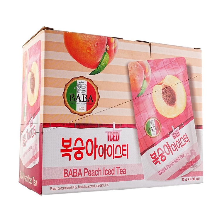 BABA 복숭아 아이스티 에이드 주스, 6.42 fl oz*10팩【무지방 저칼로리】 3