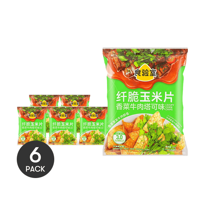 Fibrous Crispy Corn Chips Cilantro Beef Tako Flavor 1.06 oz *6【6 Packs】