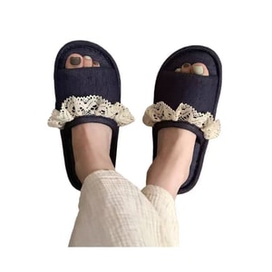  Korean Sweet Hook Lace Four Seasons Slippers for Women's Home Soft Bottom Non slip Slippers (36-37) Size 1 Pair