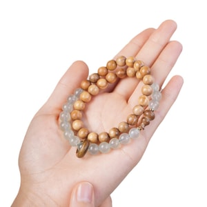 缘来花开 奶香木制原创DIY 菩提手串 天然念佛珠 含葫芦  8mm 双圈 奶木香 送礼品盒包装