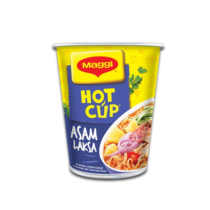 【マレーシア直送】マレーシア マギー ホットカップ インスタントラーメン アサムラクサ味 60g