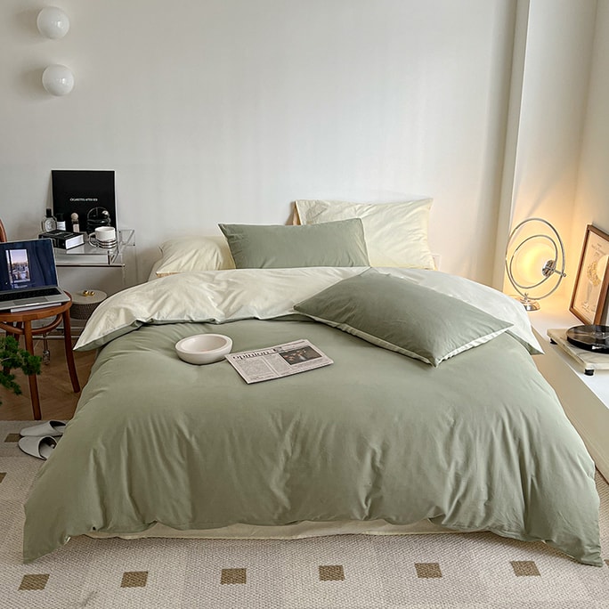 Simple Fresh Bedding Set Double Size Olive&Cheese