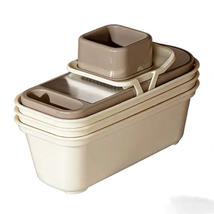 Multi-functional vegetable slicer, grater, 6-blade single basket - stainless steel/brown (one pack)