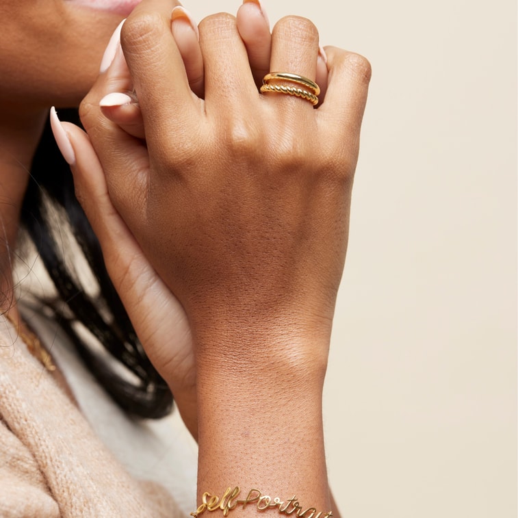 SHAPES STUDIO 法式麻花双层戒指 一个 US7 3