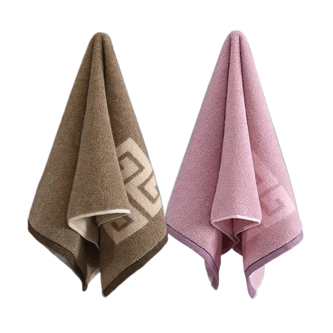 Gold Chinese Wind Pure Cotton Towel Thickened Quick Drying Brown Powder 72×35cm*2 Bags