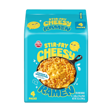 Cheesy Ramen , Cheddar & Mascarpone Flavor , Creamy & Savory Stir-Fry Korean Instant Noodles ,3.88oz*4 Packs